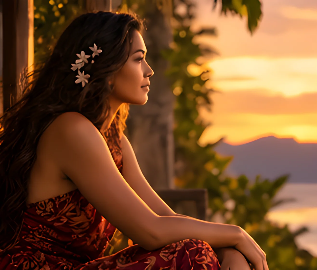 The Molokaʻi sunset line — the lā slipping behind the island's shoulder