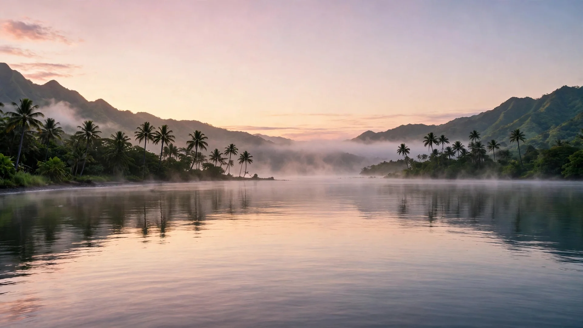 The invocation — first light over the still bay