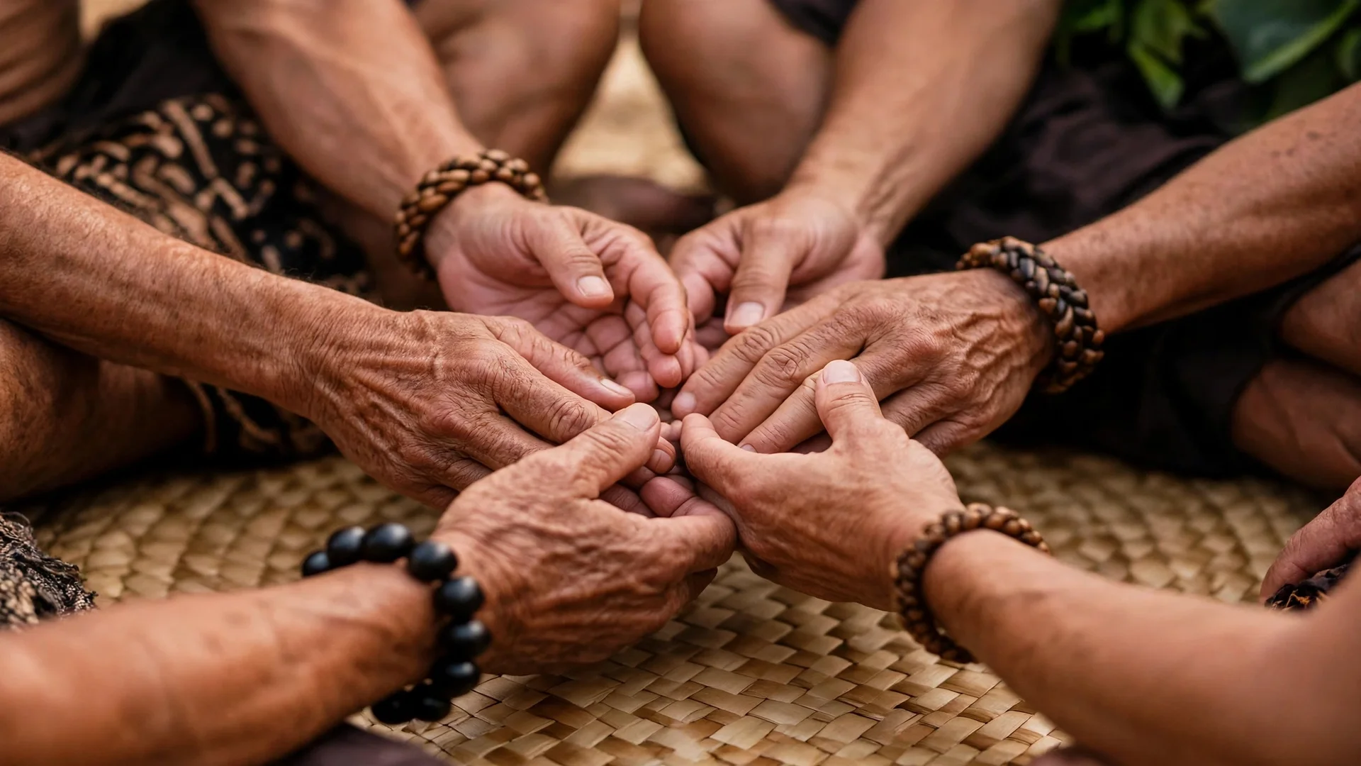 Hands entwined in the center